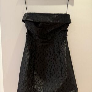 Reformation Black Textured Strapless Dress